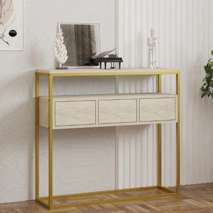 Κονσόλα Guarda Megapap χρώμα μπεζ travertine - χρυσό 100x29x90εκ. Κονσόλα Guarda Megapap χρώμα μπεζ travertine - χρυσό 100x29x90εκ.
