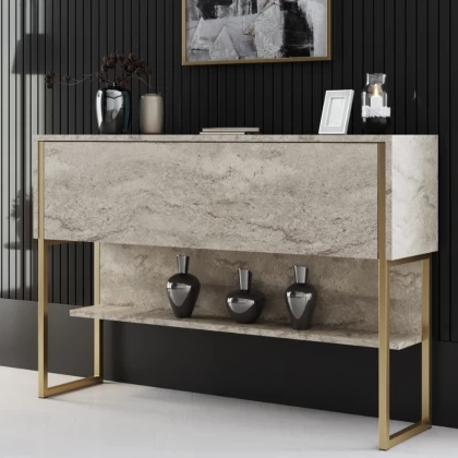 Μπουφές Luxe Megapap χρώμα travertine - χρυσό 120x30x80εκ. Μπουφές Luxe Megapap χρώμα travertine - χρυσό 120x30x80εκ.