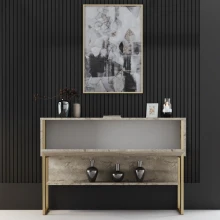Μπουφές Luxe Megapap χρώμα travertine - χρυσό 120x30x80εκ.