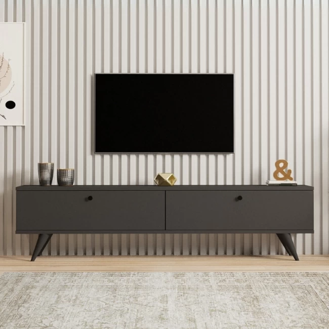 Έπιπλο τηλεόρασης Paris Megapap χρώμα ανθρακί 160x25x35εκ.