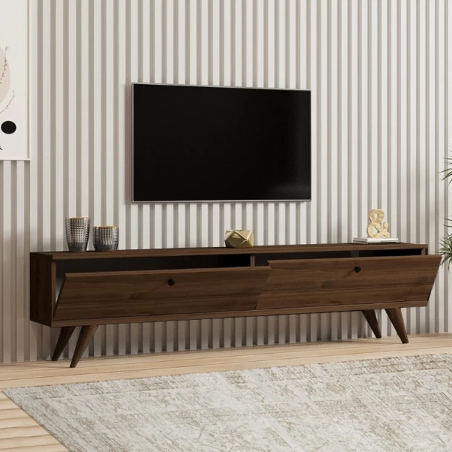 Έπιπλο τηλεόρασης Paris Megapap χρώμα καρυδί 160x25x35εκ.