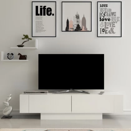 Έπιπλο τηλεόρασης Matera Megapap χρώμα λευκό 150x31,5x41,6εκ. Έπιπλο τηλεόρασης Matera Megapap χρώμα λευκό 150x31,5x41,6εκ.