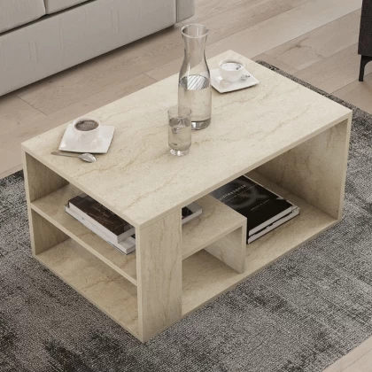 Τραπεζάκι σαλονιού Rodom Megapap χρώμα travertine 80x50x40εκ. Τραπεζάκι σαλονιού Rodom Megapap χρώμα travertine 80x50x40εκ.