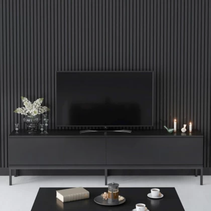 Έπιπλο τηλεόρασης Lord Megapap χρώμα μαύρο 180x30x47εκ. Έπιπλο τηλεόρασης Lord Megapap χρώμα μαύρο 180x30x47εκ.