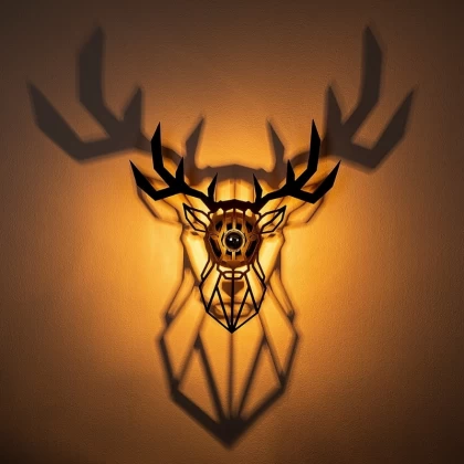Απλίκα τοίχου Deer Megapap E27 MDF χρώμα μαύρο 55x12x55εκ. Απλίκα τοίχου Deer Megapap E27 MDF χρώμα μαύρο 55x12x55εκ.