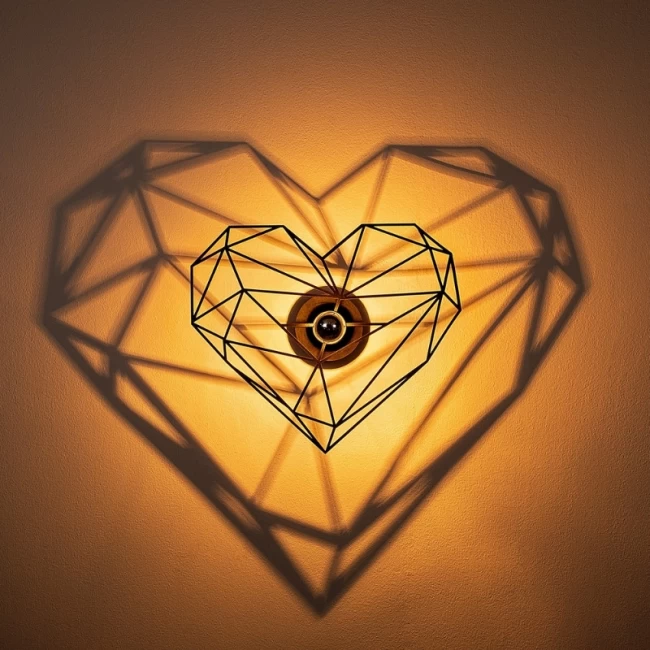 Απλίκα τοίχου Heart Megapap E27 MDF χρώμα μαύρο 47x12x40εκ. Απλίκα τοίχου Heart Megapap E27 MDF χρώμα μαύρο 47x12x40εκ.
