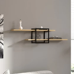 Ραφιέρα τοίχου Mone Megapap χρώμα sapphire oak - μαύρο 120x18x30εκ.