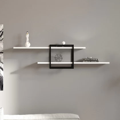 Ραφιέρα τοίχου Mone Megapap χρώμα λευκό - μαύρο 120x18x30εκ. Ραφιέρα τοίχου Mone Megapap χρώμα λευκό - μαύρο 120x18x30εκ.
