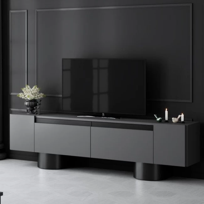 Έπιπλο τηλεόρασης Haven Megapap χρώμα ανθρακί 180x30x50εκ.