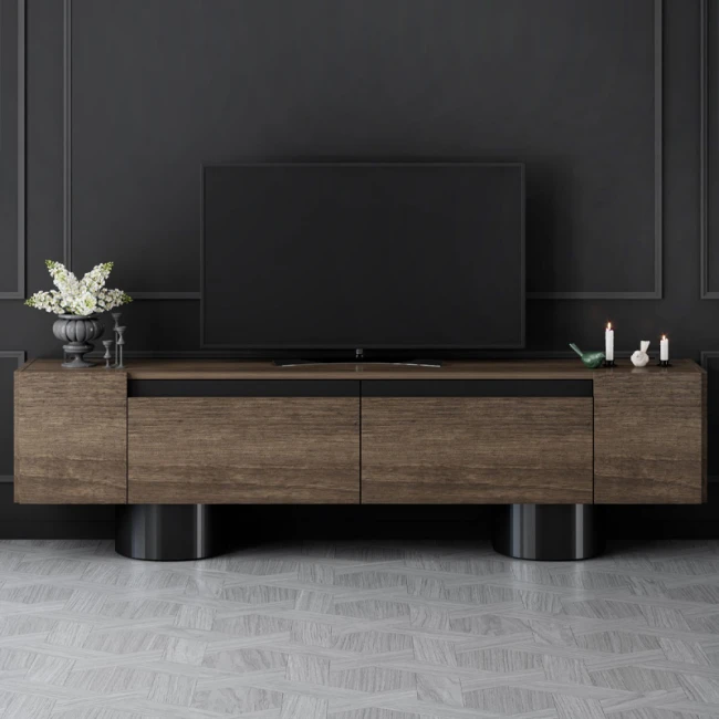 Έπιπλο τηλεόρασης Haven Megapap χρώμα καρυδί 180x30x50εκ.