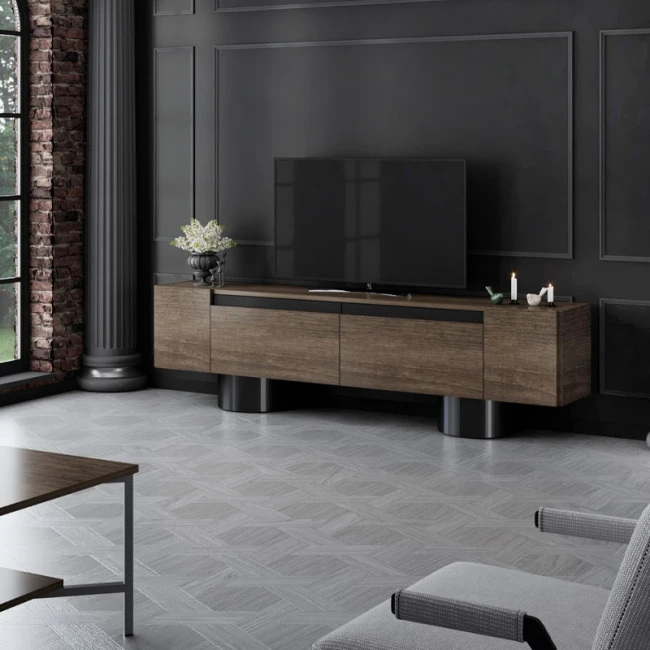 Έπιπλο τηλεόρασης Haven Megapap χρώμα καρυδί 180x30x50εκ.