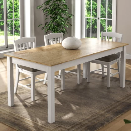 Τραπέζι Fira Megapap χρώμα λευκό - φυσικό οξιάς 180x90x78εκ. Τραπέζι Fira Megapap χρώμα λευκό - φυσικό οξιάς 180x90x78εκ.