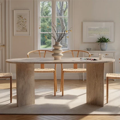 Τραπέζι Sablin Megapap χρώμα travertine 180x89,5x75εκ. Τραπέζι Sablin Megapap χρώμα travertine 180x89,5x75εκ.