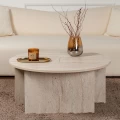 Τραπεζάκι σαλονιού σετ 2 τμχ Moira Megapap χρώμα travertine Ø90x41εκ.