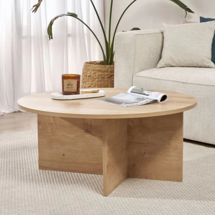 Τραπεζάκι σαλονιού Soleil Megapap χρώμα sapphire oak Ø90x40εκ. Τραπεζάκι σαλονιού Soleil Megapap χρώμα sapphire oak Ø90x40εκ.