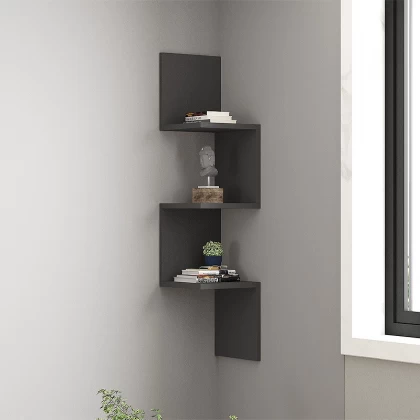 Ραφιέρα τοίχου Zikzak Megapap χρώμα ανθρακί 25x25x105,4εκ. Ραφιέρα τοίχου Zikzak Megapap χρώμα ανθρακί 25x25x105,4εκ.