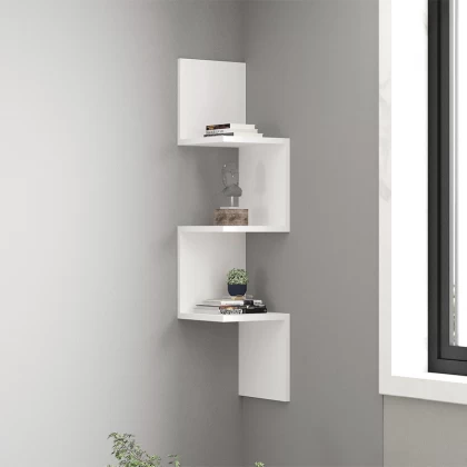 Ραφιέρα τοίχου Zikzak Megapap χρώμα λευκό 25x25x105,4εκ. Ραφιέρα τοίχου Zikzak Megapap χρώμα λευκό 25x25x105,4εκ.