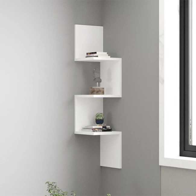 Ραφιέρα τοίχου Zikzak Megapap χρώμα λευκό 25x25x105,4εκ.