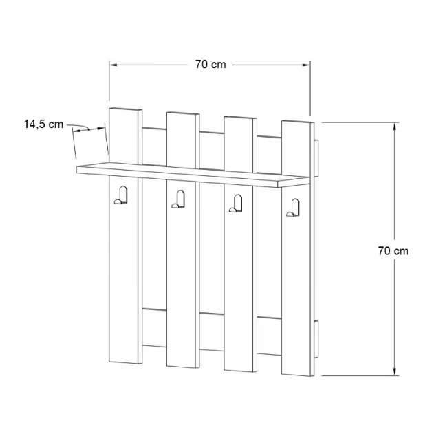 Κρεμάστρα τοίχου Carina Megapap χρώμα sapphire oak 70x18x70εκ.