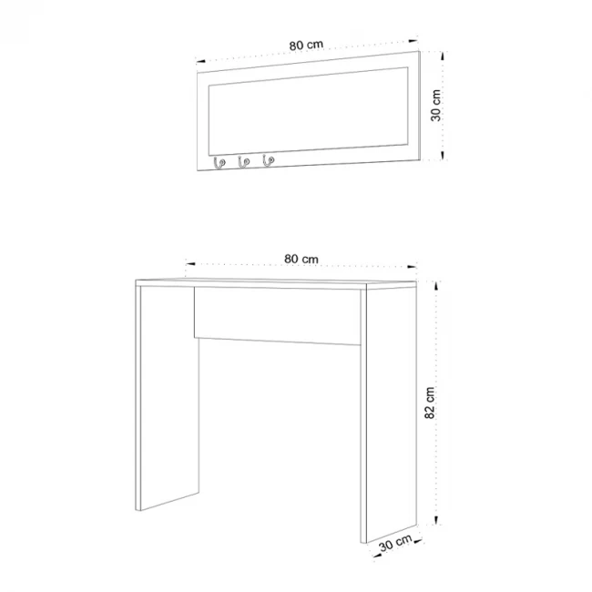 Κονσόλα με καθρέπτη Cosenza Megapap χρώμα oak 80x30x82εκ.