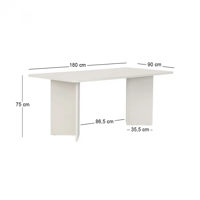 Τραπέζι Linza Megapap χρώμα λευκό 180x90x75εκ.