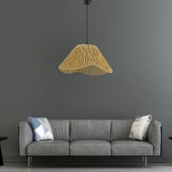 Φωτιστικό οροφής Sukne Megapap E27 γιούτα μονόφωτο χρώμα camel Ø35x60εκ.