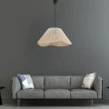 Φωτιστικό οροφής Sukne Megapap E27 από σχοινί μονόφωτο χρώμα εκρού Ø35x60εκ.
