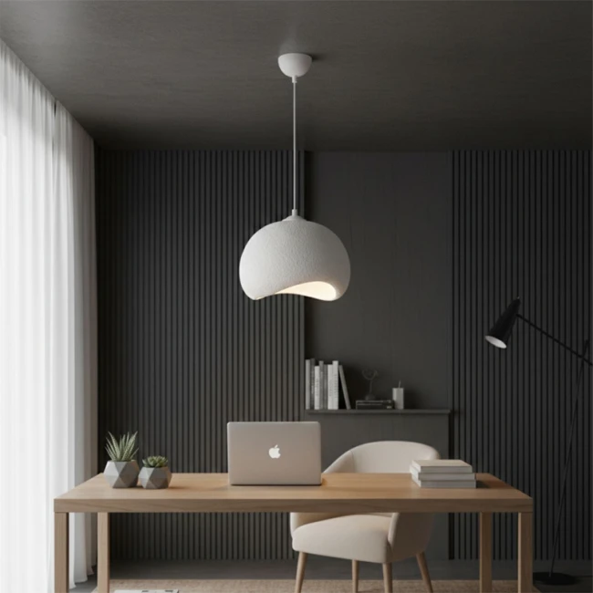 Φωτιστικό οροφής Yontu Megapap E27 fiberglass μονόφωτο χρώμα λευκό 34x29x120εκ.