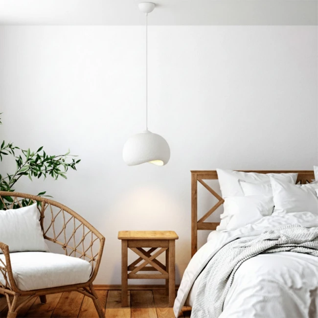 Φωτιστικό οροφής Yontu Megapap E27 fiberglass μονόφωτο χρώμα λευκό 34x29x120εκ.