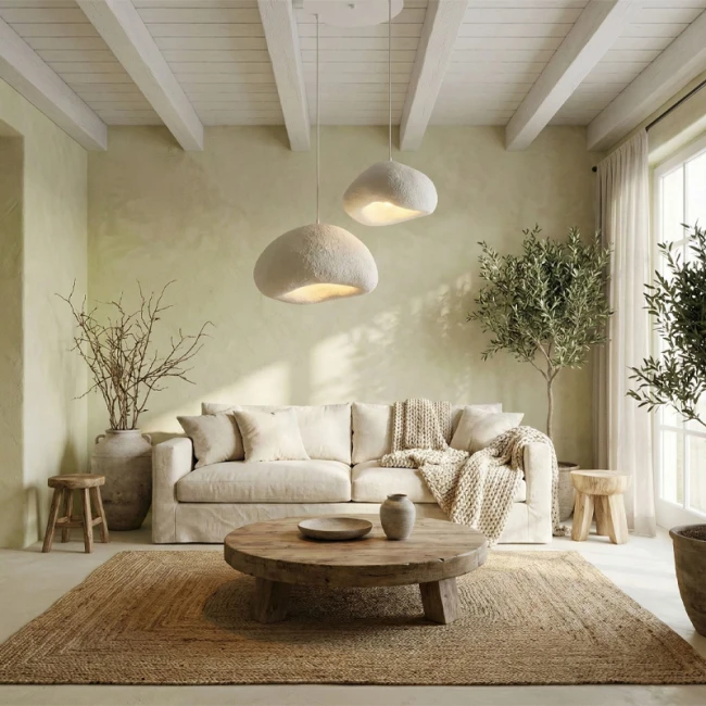 Φωτιστικό οροφής Loval Megapap E27 fiberglass δίφωτο χρώμα λευκό Ø70x115εκ.