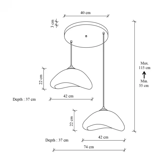Φωτιστικό οροφής Luna Megapap E27 fiberglass δίφωτο χρώμα λευκό Ø74x115εκ.
