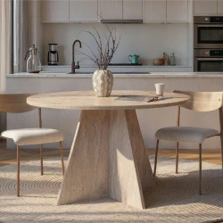 Τραπέζι Virela Megapap χρώμα travertine Ø120x75εκ.