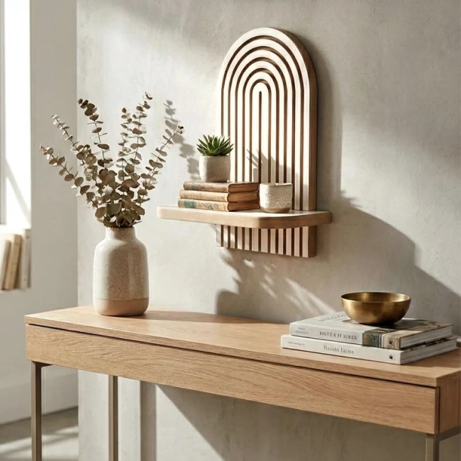 Ραφιέρα τοίχου Artwill Megapap Mdf χρώμα λευκό - oak 26x13x35εκ.