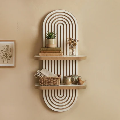 Ραφιέρα τοίχου Artwill Megapap Mdf χρώμα λευκό - oak 26x13x70εκ.