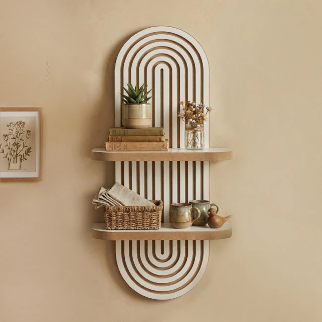 Ραφιέρα τοίχου Artwill Megapap Mdf χρώμα λευκό - oak 26x13x70εκ.