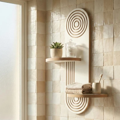 Ραφιέρα τοίχου Artwill Megapap Mdf χρώμα λευκό - oak 46x13x70εκ.