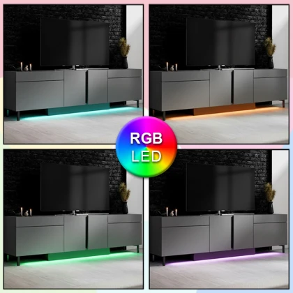 Έπιπλο τηλεόρασης Arlen Megapap με Led Rgb χρώμα ανθρακί 180x32x50εκ.