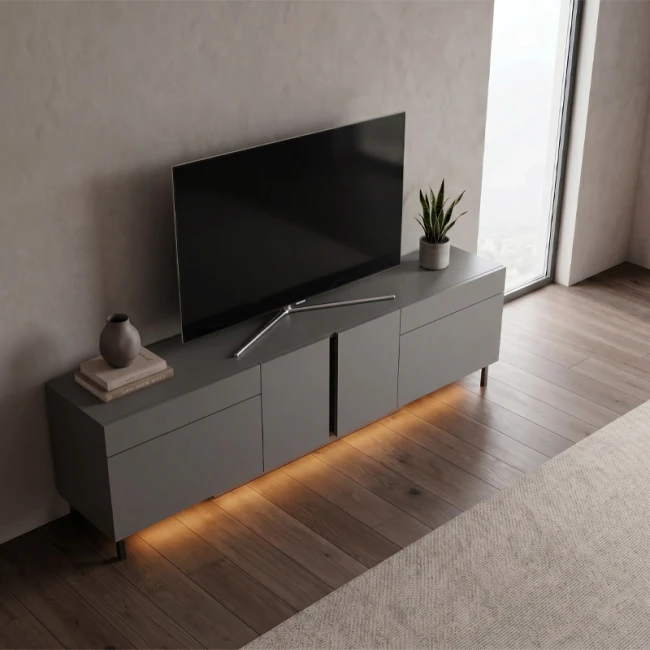 Έπιπλο τηλεόρασης Arlen Megapap με Led Rgb χρώμα ανθρακί 180x32x50εκ.