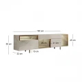 Έπιπλο τηλεόρασης Norm Megapap με Led Rgb χρώμα travertine - χρυσό 180x32x55εκ.