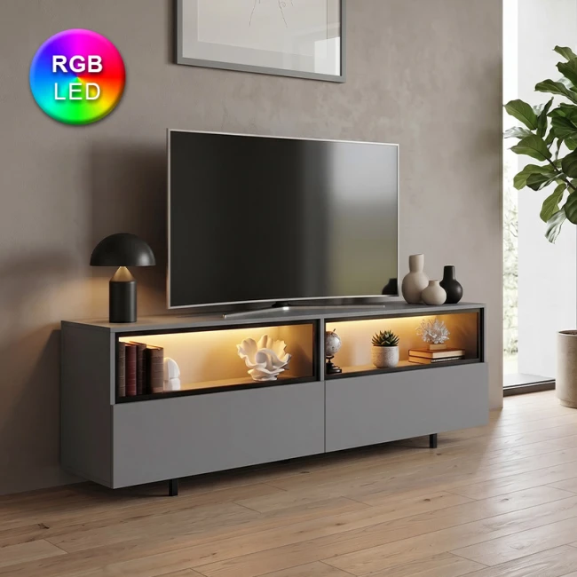 Έπιπλο τηλεόρασης Eco Megapap με Led Rgb χρώμα ανθρακί 180x32x67εκ.