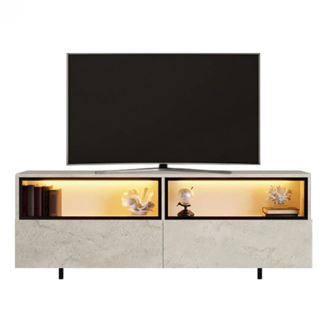 Έπιπλο τηλεόρασης Eco Megapap με Led Rgb χρώμα travertine 180x32x67εκ.