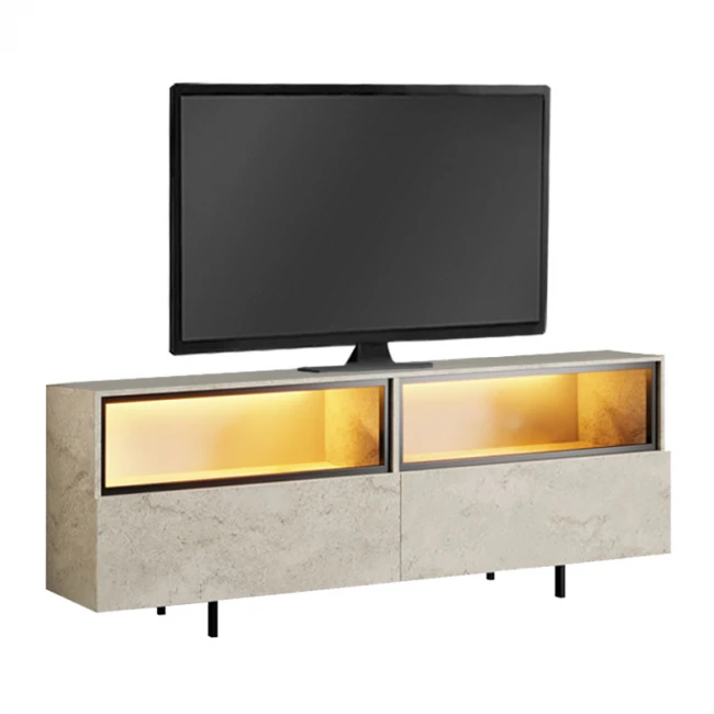 Έπιπλο τηλεόρασης Eco Megapap με Led Rgb χρώμα travertine 180x32x67εκ.