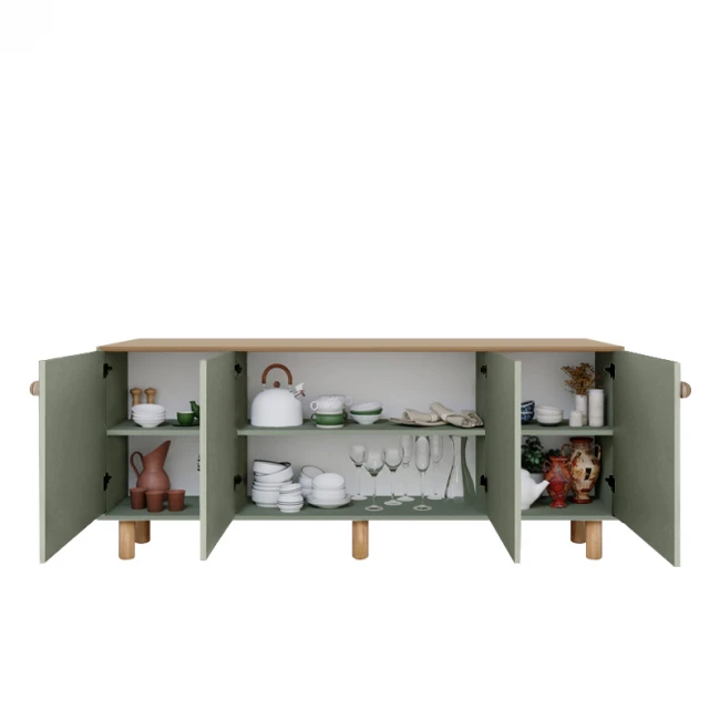 Μπουφές Bohemian Megapap χρώμα πράσινο - φυσικό οξιάς 180x40x75εκ.