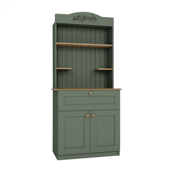 Έπιπλο κουζίνας Lucas Megapap χρώμα πράσινο - φυσικό οξιάς 99x42x180εκ.