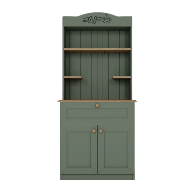 Έπιπλο κουζίνας Lucas Megapap χρώμα πράσινο - φυσικό οξιάς 99x42x180εκ.