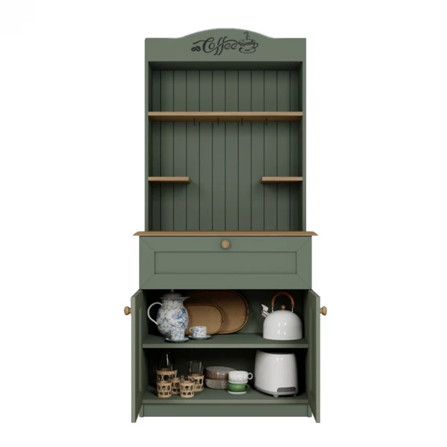 Έπιπλο κουζίνας Lucas Megapap χρώμα πράσινο - φυσικό οξιάς 99x42x180εκ.