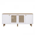 Μπουφές Bohemian Megapap χρώμα λευκό - φυσικό οξιάς 180x40x75εκ.