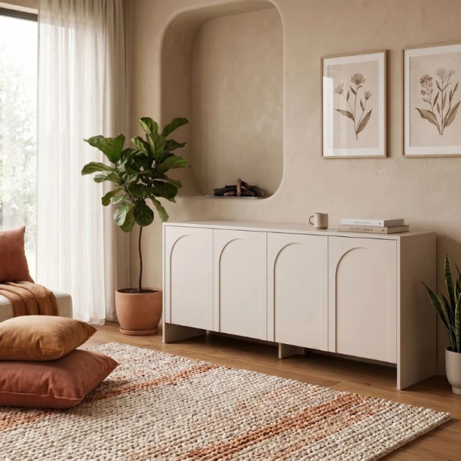 Μπουφές Aurelia Megapap χρώμα κρεμ 180x45x80εκ.