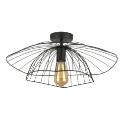 Φωτιστικό οροφής Madar Megapap E27 μεταλλικό μονόφωτο χρώμα μαύρο Ø52x20εκ.