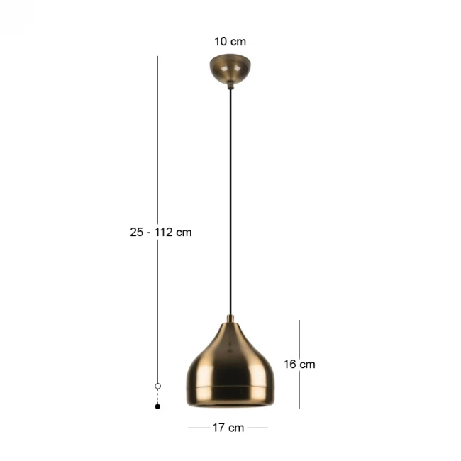 Φωτιστικό οροφής Precious Megapap E27 μεταλλικό μονόφωτο χρώμα χρυσό antique Ø17x25/112εκ.